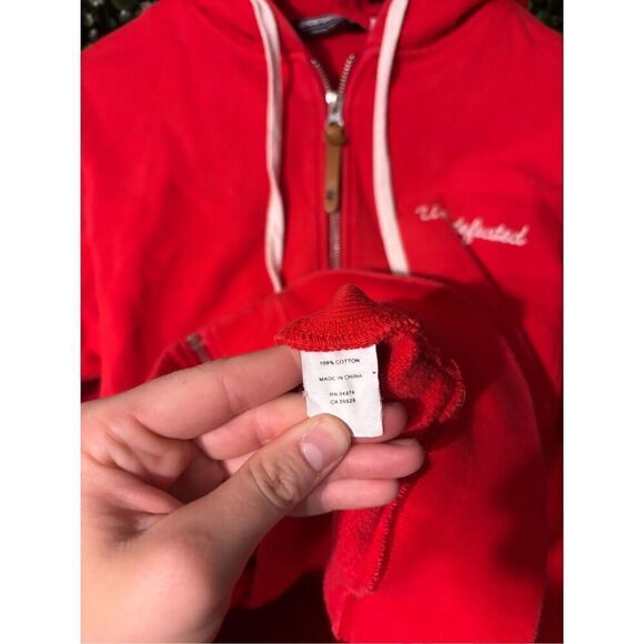 Undefeated Red Mens Hype Streetwear Zip Up Jacket Hoodie Sz Small - Picture 7 of 9